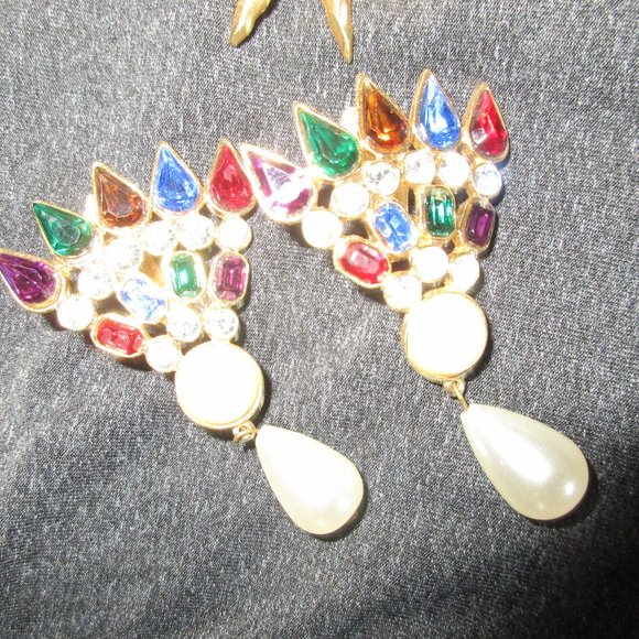 GOLD SUN & MOON MAN EARRINGS ๐ SUNGLASSES CLIP ON VINTAGE 80S WOW - Picture 12 of 12